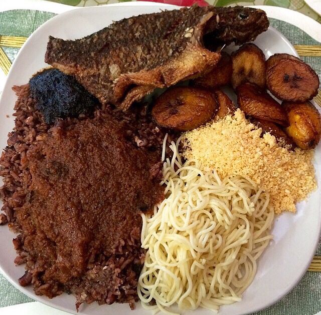 Waakye with Gari &amp; Fish